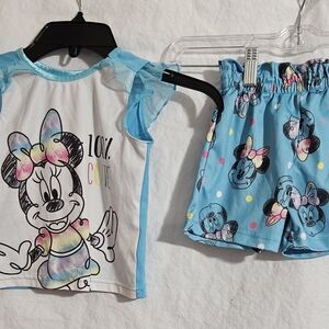 Disney Minnie Mouse Rainbow and Blue Pajama Set